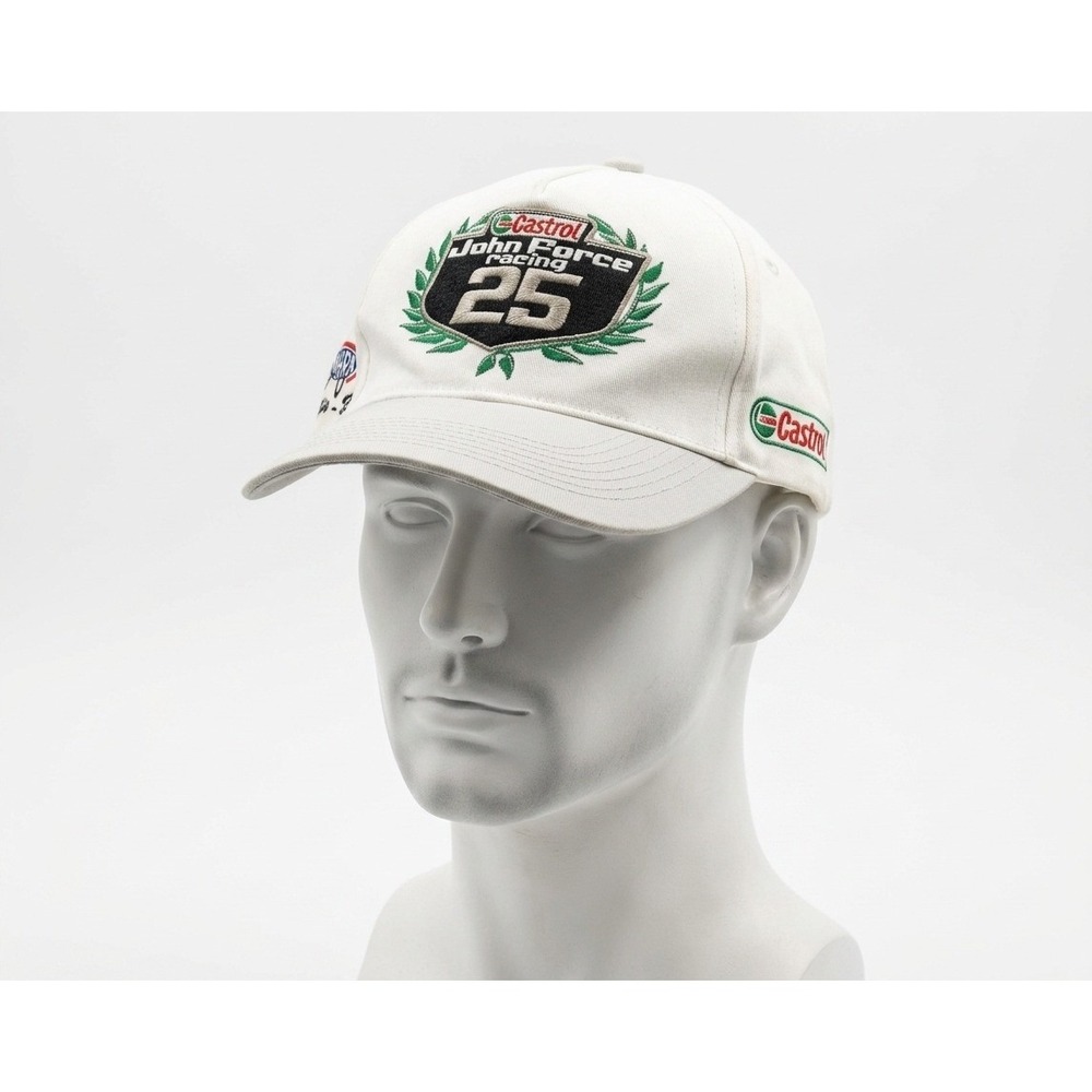 John Force Racing Castrol 25 Years White Snapback Hat NHRA Drag Racing 1986-2010